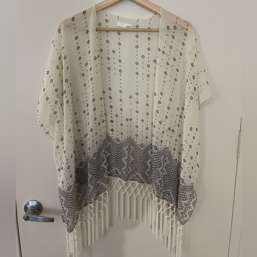 Garage Chiffon Fringe Boho Kimono Coverup